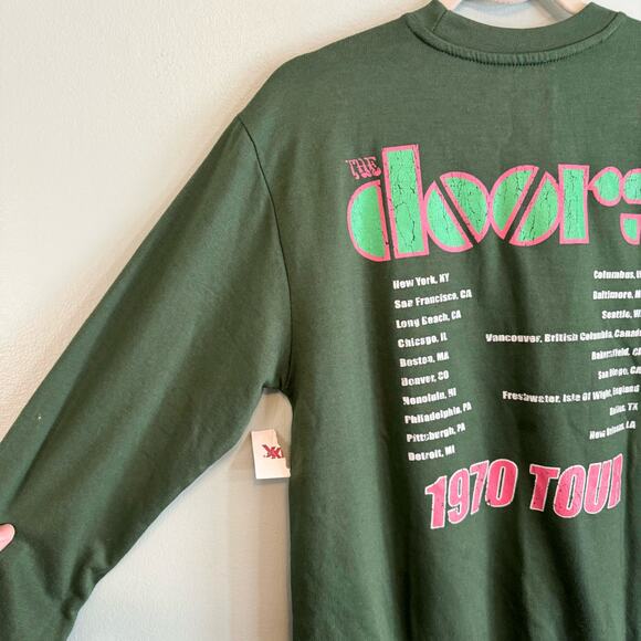 THE DOORS Sweatshirt Womens M 1970 Band Tour Music Oversized Green NWT - Picture 3 of 7
